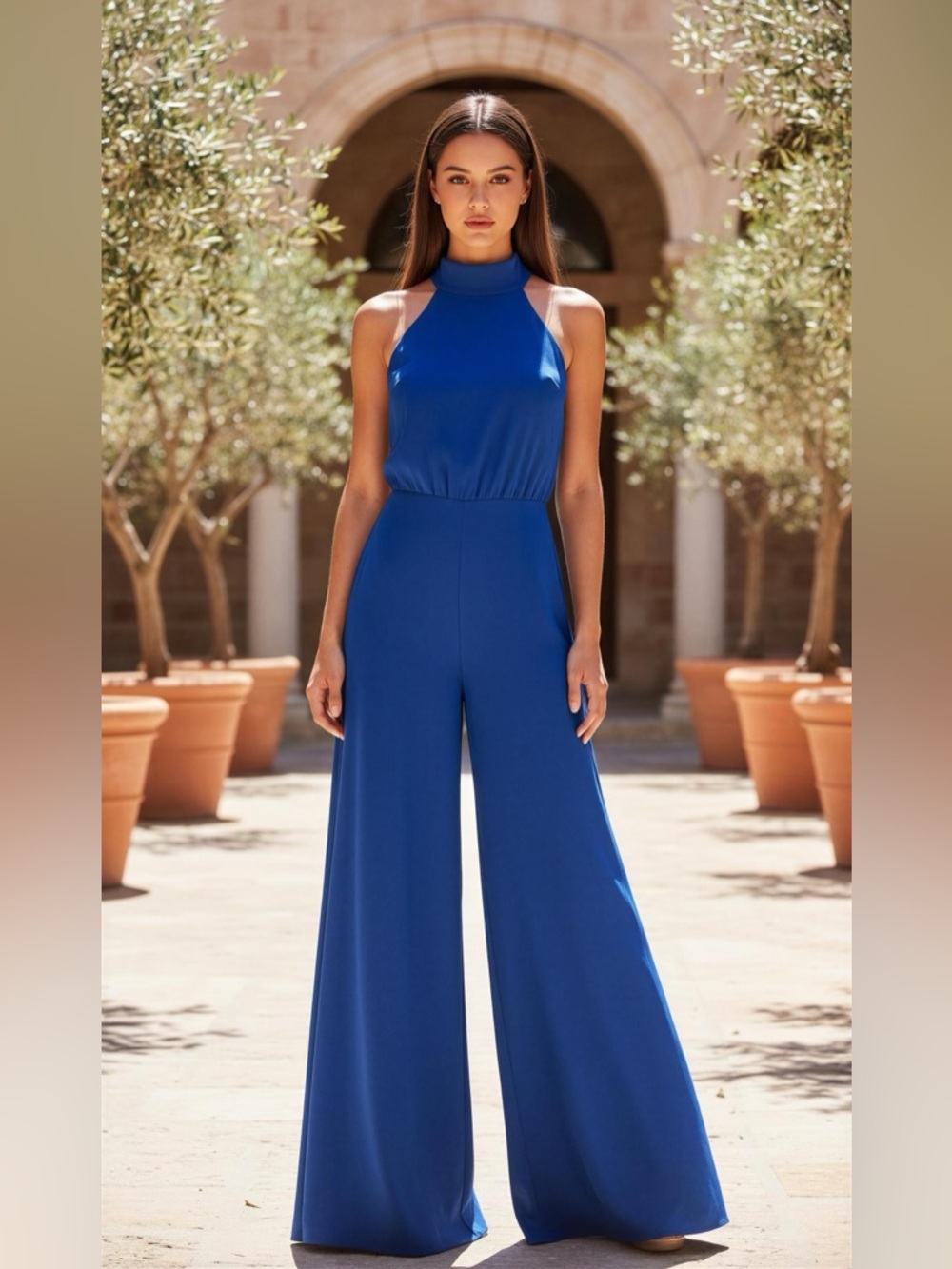 Lulu's Royal Blue Halter Jumpsuit Size XS
